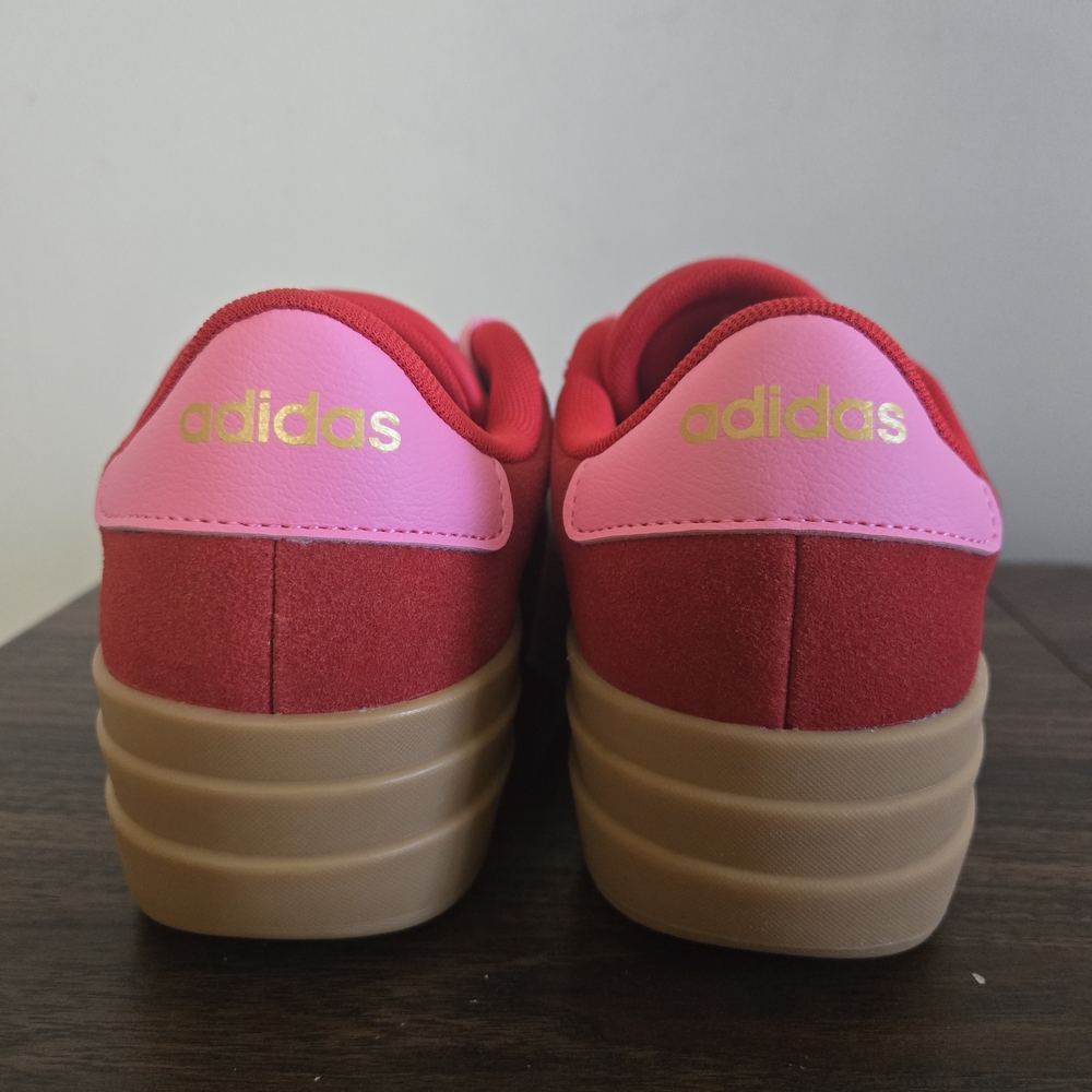 Adidas VL Court Bold Sneakers Kids Size 7 Red Pink Platform Shoes JQ1711 - Picture 9 of 12